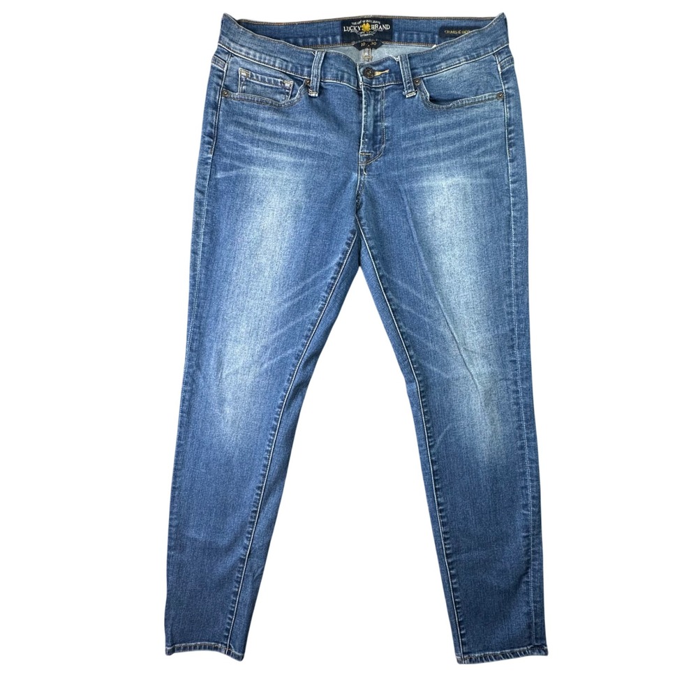 Lucky Brand Charlie Skinny Jeans Medium Wash Stretch Denim Size 10/30 Blue
